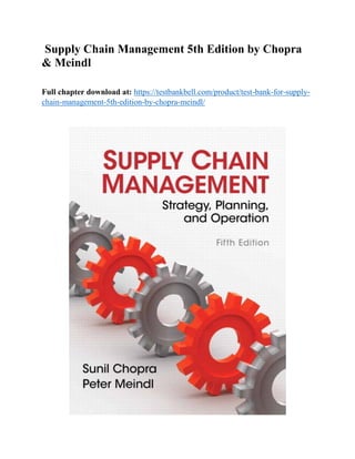 Test Bank for Supply Chain Management 5th Edition by Chopra & Meindl | PDF