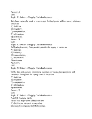Test Bank for Supply Chain Management 5th Edition by Chopra & Meindl | PDF