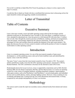 A report on Linux | DOC