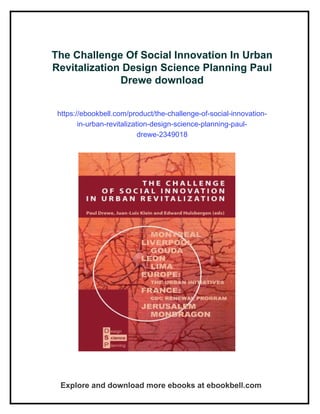 The Challenge Of Social Innovation In Urban Revitalization Design ...