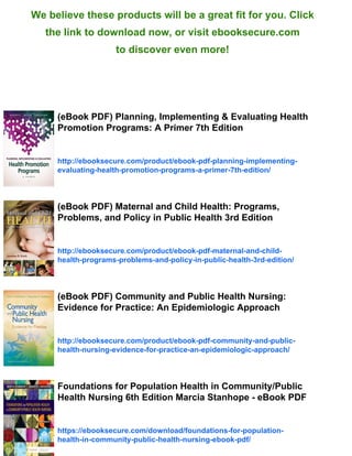 (eBook PDF) Evaluating Public and Community Health Programs 2nd Edition ...