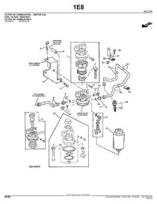 1E8
MOTOR
FILTRO DE COMBUSTIVEL - MOTOR 6.8L
FUEL FILTER / BRACKET
FILTRO DE COMBUSTIBLE
CQ154074 -UN-04JUL02
g
ESTA RELACAO CONTINUA
20-92 COLHEITADEIRA 1175/1175H PC9185 (01-AUG-02)
PN=112
 
