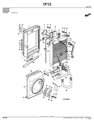 1F13
MOTOR
RADIADOR
RADIATOR
RADIADOR
CQ154082 -UN-04JUL02
g
ESTA RELACAO CONTINUA
20-124 COLHEITADEIRA 1175/1175H PC9185 (01-AUG-02)
PN=144
 