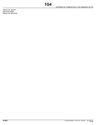 1G4
SISTEMAS DE COMBUSTIVEL E DE ADMISSAO DE AR
INDICE DE GRUPO
SECTION INDEX
INDICE DE SECCION
30-A04 COLHEITADEIRA 1175/1175H PC9185 (01-AUG-02)
PN=160
 