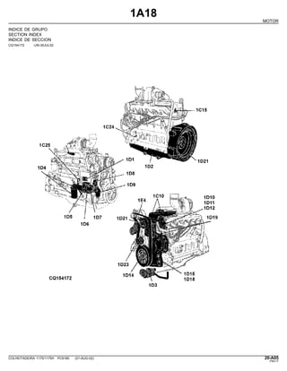 1A18
MOTOR
INDICE DE GRUPO
SECTION INDEX
INDICE DE SECCION
CQ154172 -UN-30JUL02
COLHEITADEIRA 1175/1175H PC9185 (01-AUG-02) 20-A05
PN=17
 