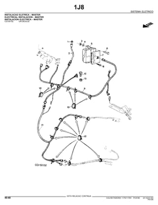 1J8
SISTEMA ELETRICO
INSTALACAO ELETRICA - MASTER
ELECTRICAL INSTALACION - MASTER
INSTALACION ELECTRICA - MASTER
CQ150152 -UN-26JUL02
g
ESTA RELACAO CONTINUA
40-40 COLHEITADEIRA 1175/1175H PC9185 (01-AUG-02)
PN=246
 
