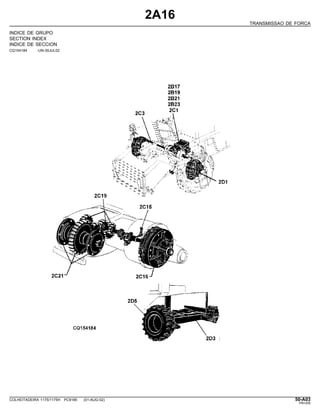 2A16
TRANSMISSAO DE FORCA
INDICE DE GRUPO
SECTION INDEX
INDICE DE SECCION
CQ154184 -UN-30JUL02
COLHEITADEIRA 1175/1175H PC9185 (01-AUG-02) 50-A03
PN=255
 