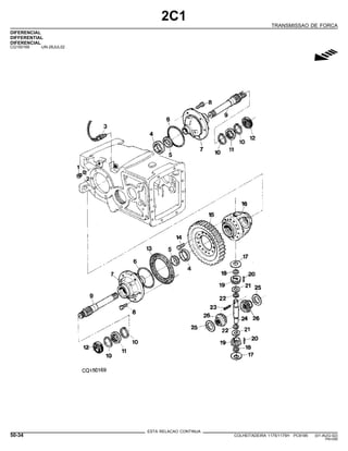 2C1
TRANSMISSAO DE FORCA
DIFERENCIAL
DIFFERENTIAL
DIFERENCIAL
CQ150169 -UN-26JUL02
g
ESTA RELACAO CONTINUA
50-34 COLHEITADEIRA 1175/1175H PC9185 (01-AUG-02)
PN=290
 