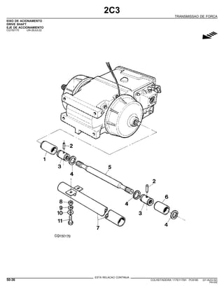 2C3
TRANSMISSAO DE FORCA
EIXO DE ACIONAMENTO
DRIVE SHAFT
EJE DE ACCIONAMIENTO
CQ150170 -UN-26JUL02
g
ESTA RELACAO CONTINUA
50-36 COLHEITADEIRA 1175/1175H PC9185 (01-AUG-02)
PN=292
 