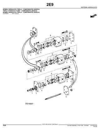 2E9
SISTEMA HIDRAULICO
BOMBA HIDRAULICA TRIPLA - COMPONENTES (BOSCH)
TRIPLE HYDRAULIC PUMP - COMPONENTS (BOSCH)
BOMBA HIDRAULICA TRIPLA - COMPONENTES (BOSCH)
CQ150207 -UN-11JUL02
g
ESTA RELACAO CONTINUA
70-6 COLHEITADEIRA 1175/1175H PC9185 (01-AUG-02)
PN=346
 
