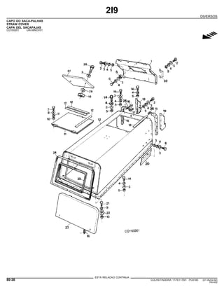2I9
DIVERSOS
CAPO DO SACA-PALHAS
STRAW COVER
CAPA DEL SACAPAJAS
CQ150261 -UN-06NOV01
g
ESTA RELACAO CONTINUA
80-38 COLHEITADEIRA 1175/1175H PC9185 (01-AUG-02)
PN=452
 