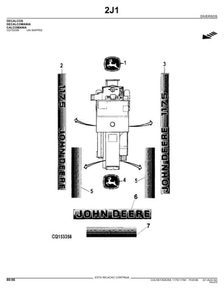 2J1
DIVERSOS
DECALCOS
DECALCOMANIA
CALCOMANIA
CQ153358 -UN-30APR02
g
ESTA RELACAO CONTINUA
80-56 COLHEITADEIRA 1175/1175H PC9185 (01-AUG-02)
PN=470
 