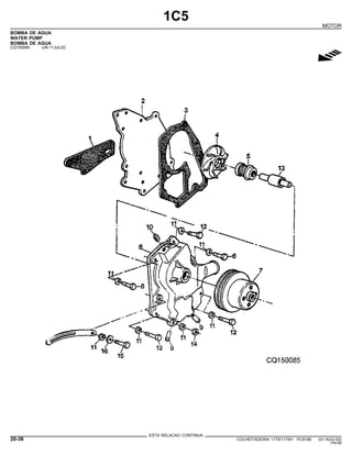 1C5
MOTOR
BOMBA DE AGUA
WATER PUMP
BOMBA DE AGUA
CQ150085 -UN-11JUL02
g
ESTA RELACAO CONTINUA
20-36 COLHEITADEIRA 1175/1175H PC9185 (01-AUG-02)
PN=56
 