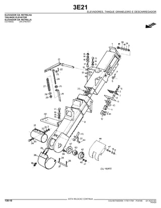 3E21
ELEVADORES, TANQUE GRANELEIRO E DESCARREGADOR
ELEVADOR DA RETRILHA
TAILINGS ELEVATOR
ELEVADOR DA RETRILLA
CQ150832 -UN-27NOV01
g
ESTA RELACAO CONTINUA
130-10 COLHEITADEIRA 1175/1175H PC9185 (01-AUG-02)
PN=624
 