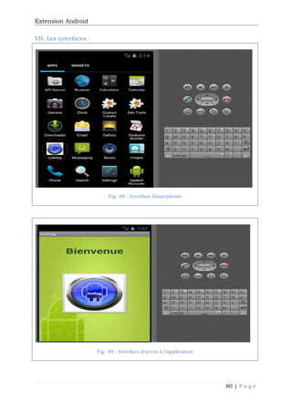 Extension Android
80 | P a g e
VII. Les interfaces :
Fig. 48 : Interface Smartphone
Fig. 49 : Interface d'accès à l’application
 