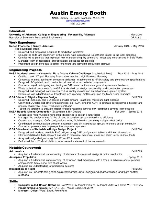 solidworks resume
