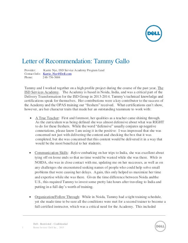 tammy gallo letter of recommendation service academy letter of recommendation
