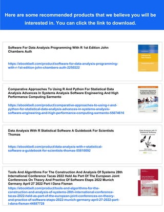 Software For Data Analysis Programming With R 1st Edition John Chambers ...