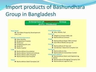 Import products of Bashundhara
Group in Bangladesh
 
