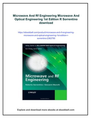 Microwave And Rf Engineering Microwave And Optical Engineering 1st ...