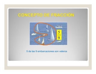 5
                           9


5 de las 9 embarcaciones son veleros
 