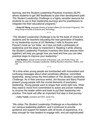The Student Leadership Challenge Five Practices For Becoming An ...