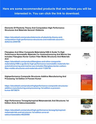 High Performance Structures And Materials Iii C A Brebbia | PDF