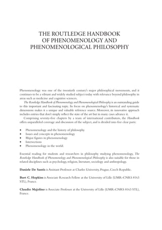 The Routledge Handbook Of Phenomenology And Phenomenological Philosophy ...