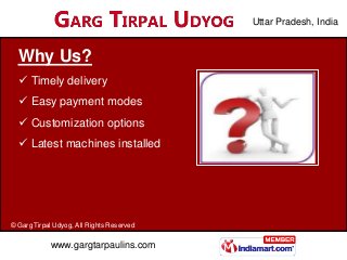 Uttar Pradesh, India


  Why Us?
   Timely delivery
   Easy payment modes
   Customization options
   Latest machines ...