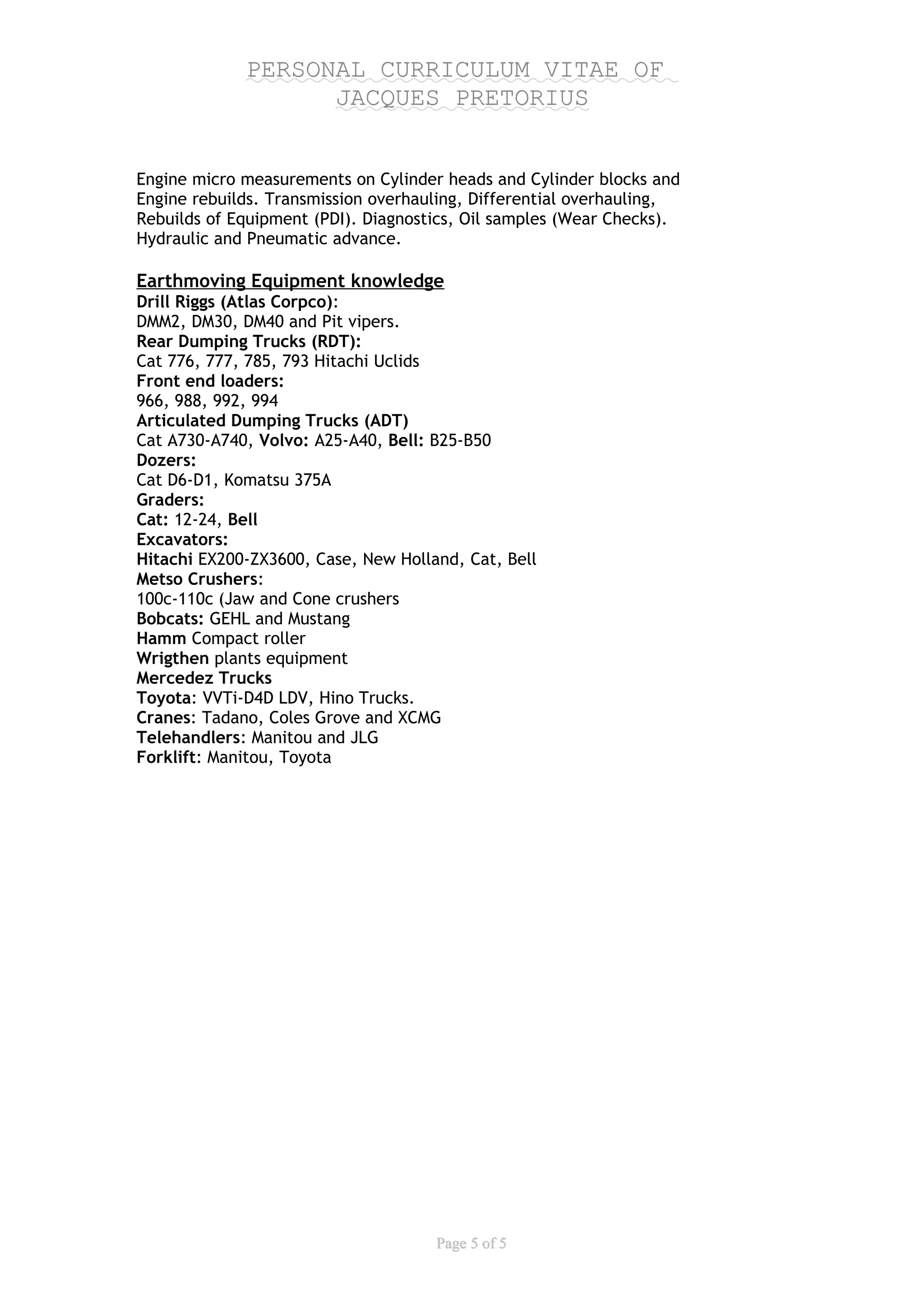 Jacques Pretorius CV PDF