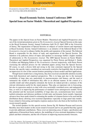 The Econometrics Journal 2011 Vol14 N1 Pierre Perron And Richard J ...