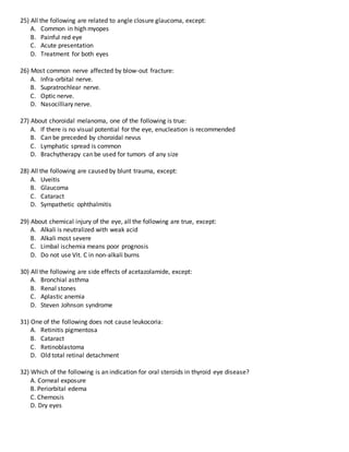 118 ophthalmology Questions & Answers - MCQ | DOCX