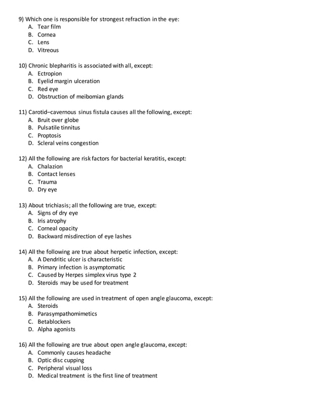 118 ophthalmology Questions & Answers MCQ