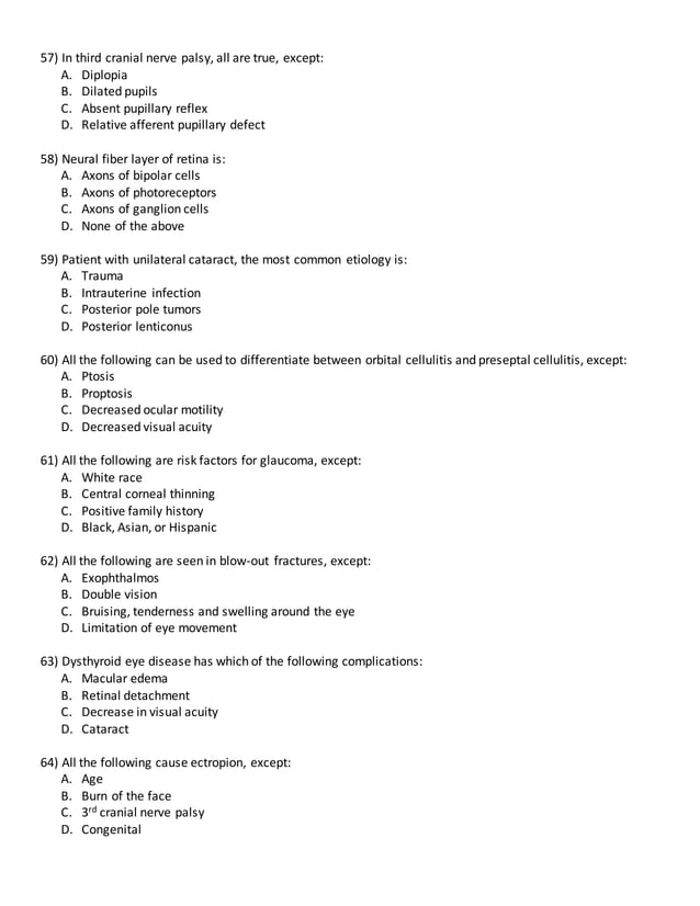 118 ophthalmology Questions & Answers MCQ