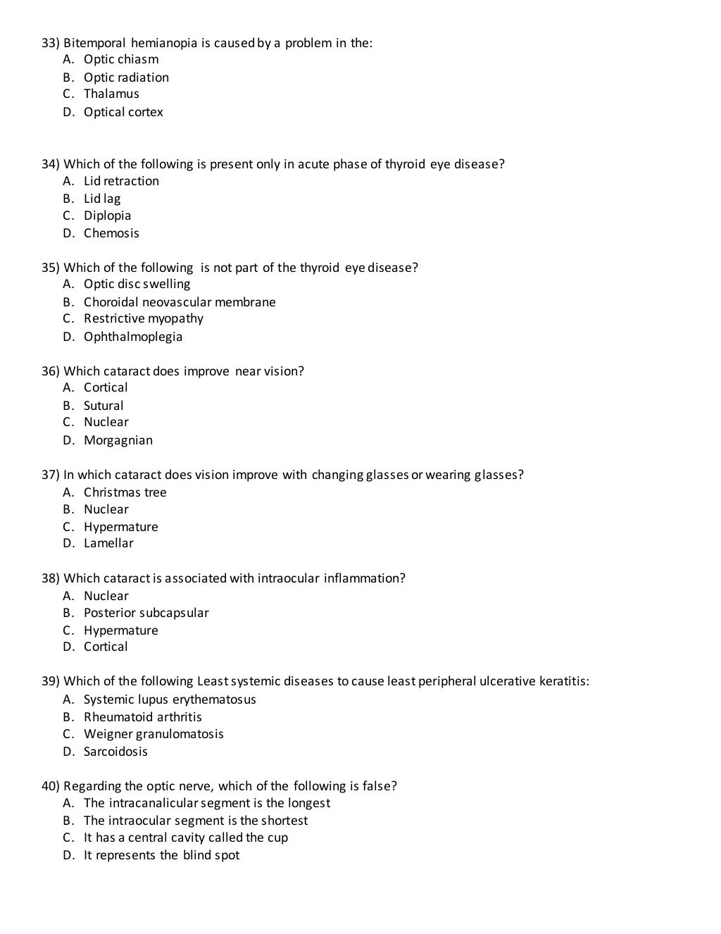 118 ophthalmology Questions & Answers MCQ