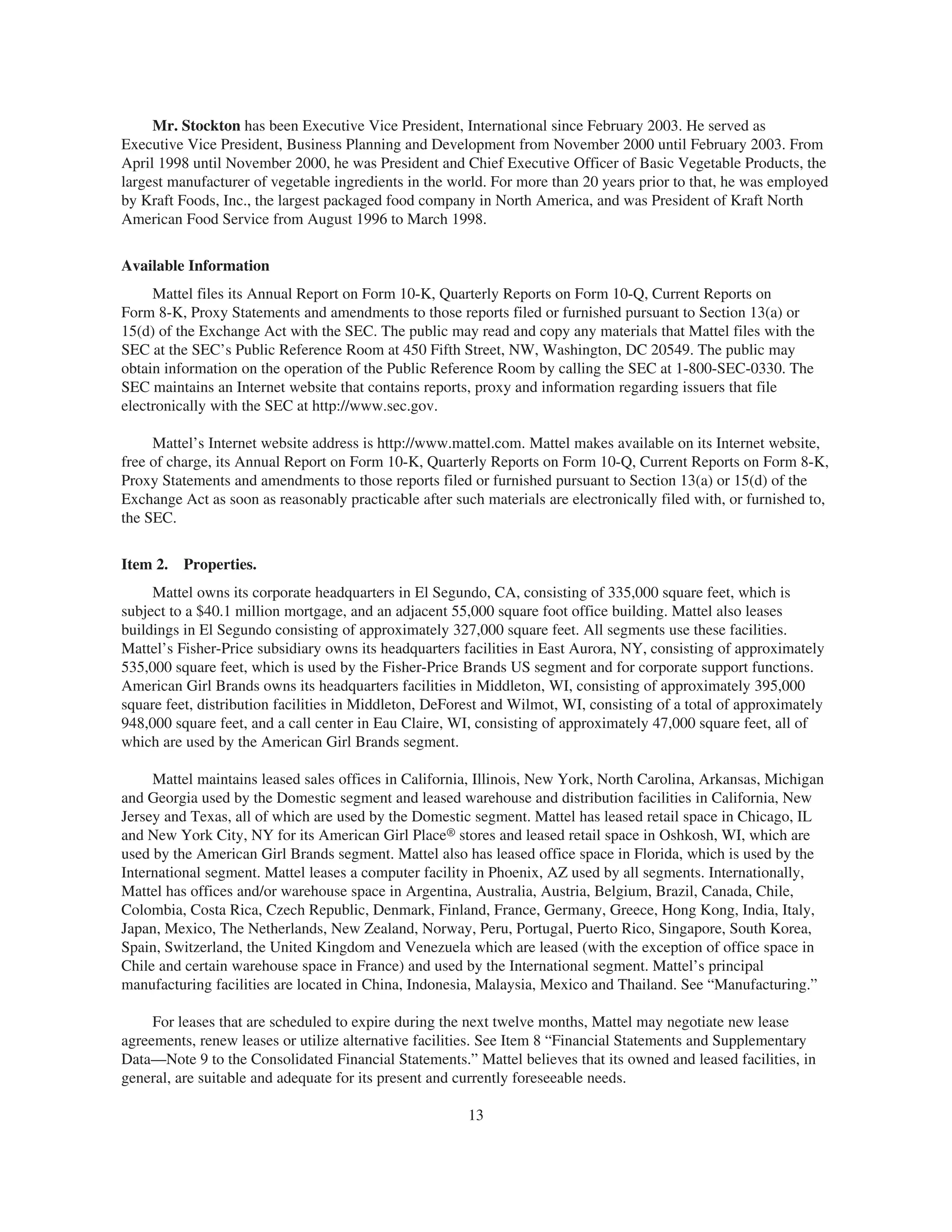 mattel annual reports 2003