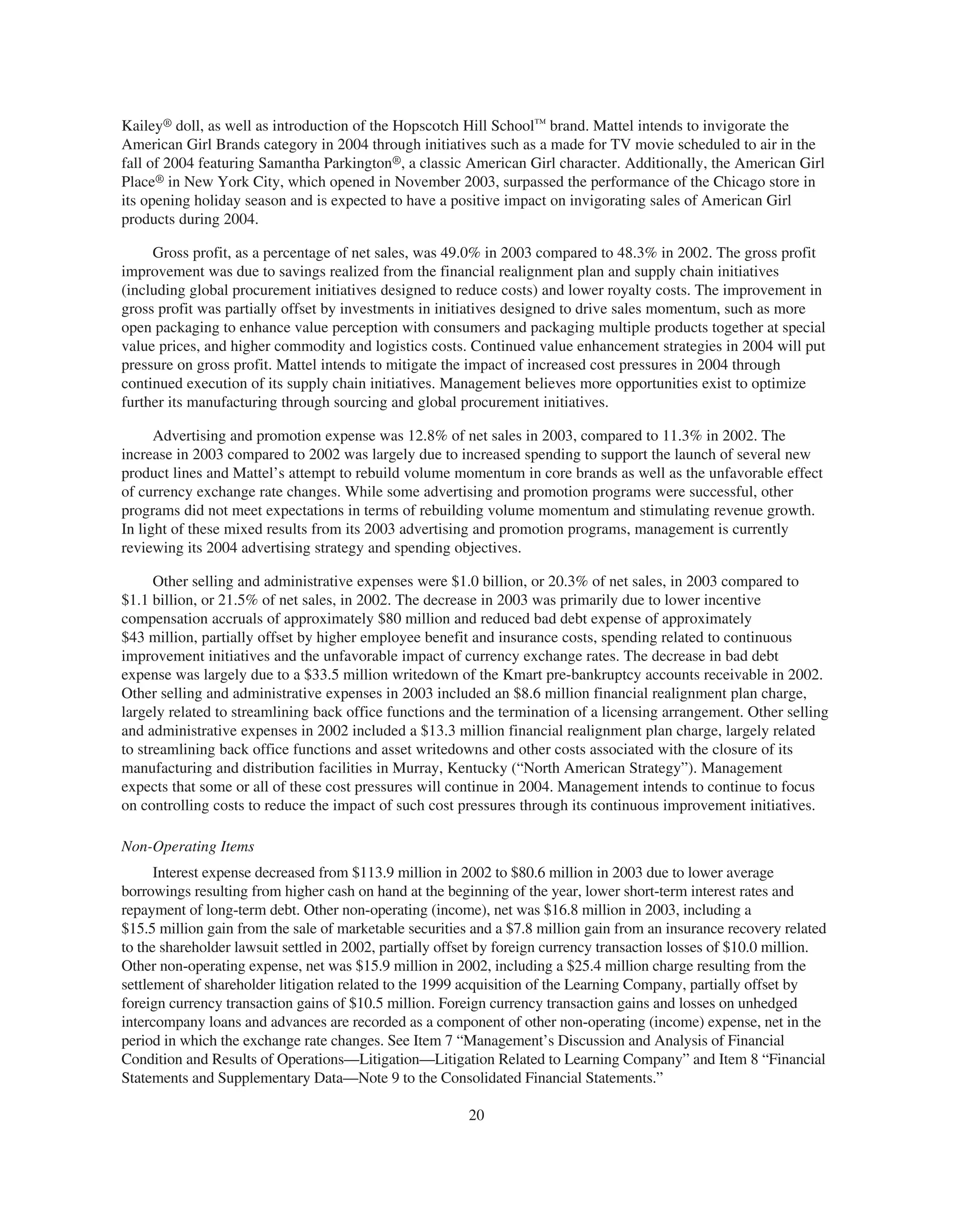 mattel annual reports 2003