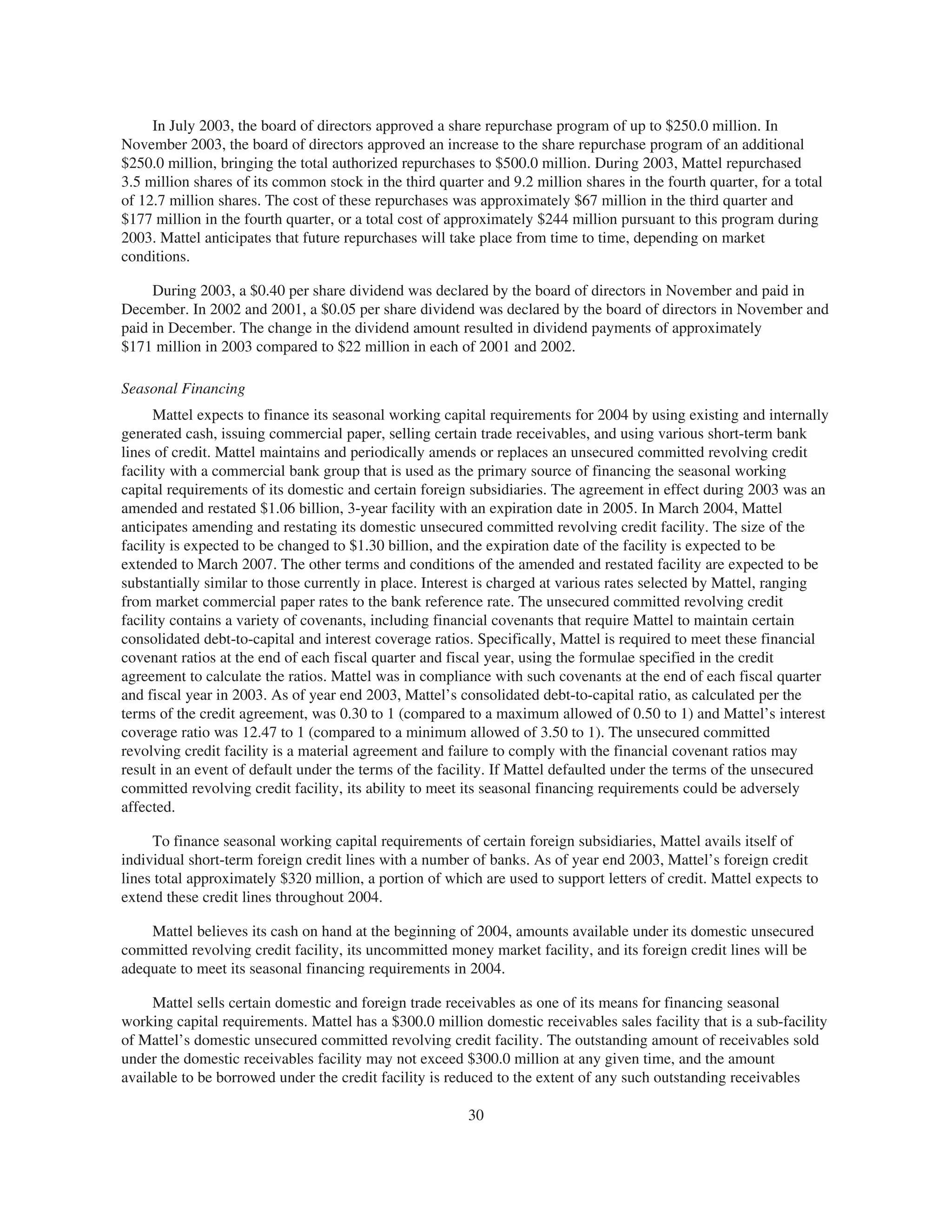 mattel annual reports 2003