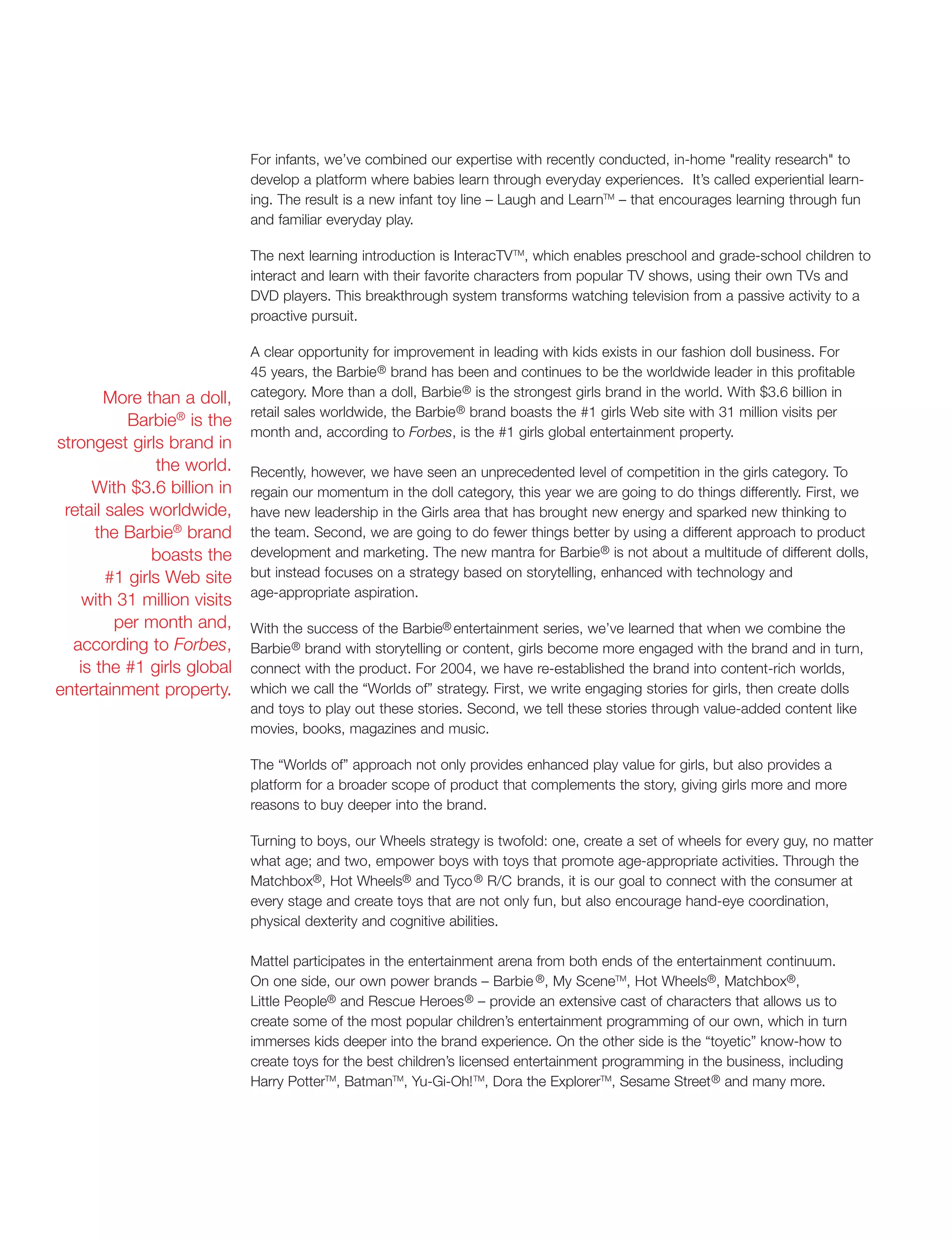 mattel annual reports 2003