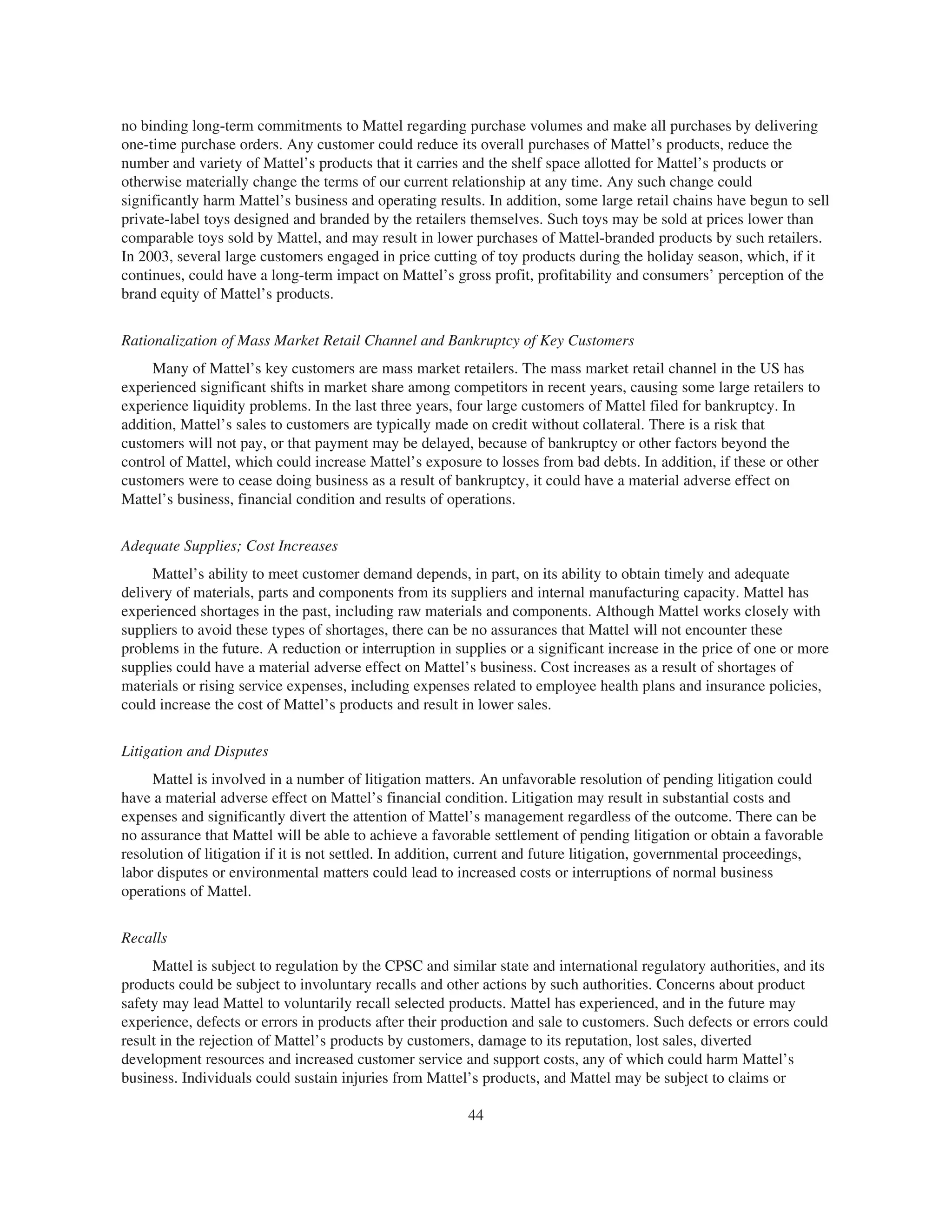 mattel annual reports 2003