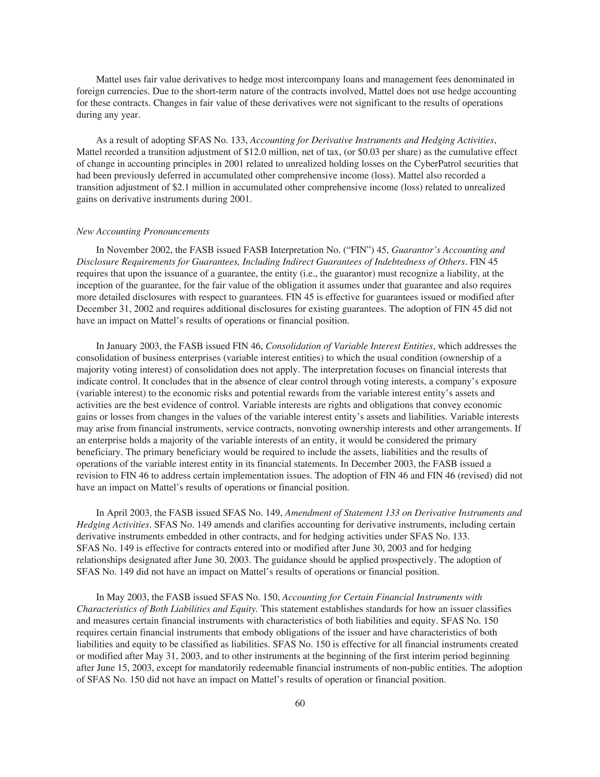 mattel annual reports 2003