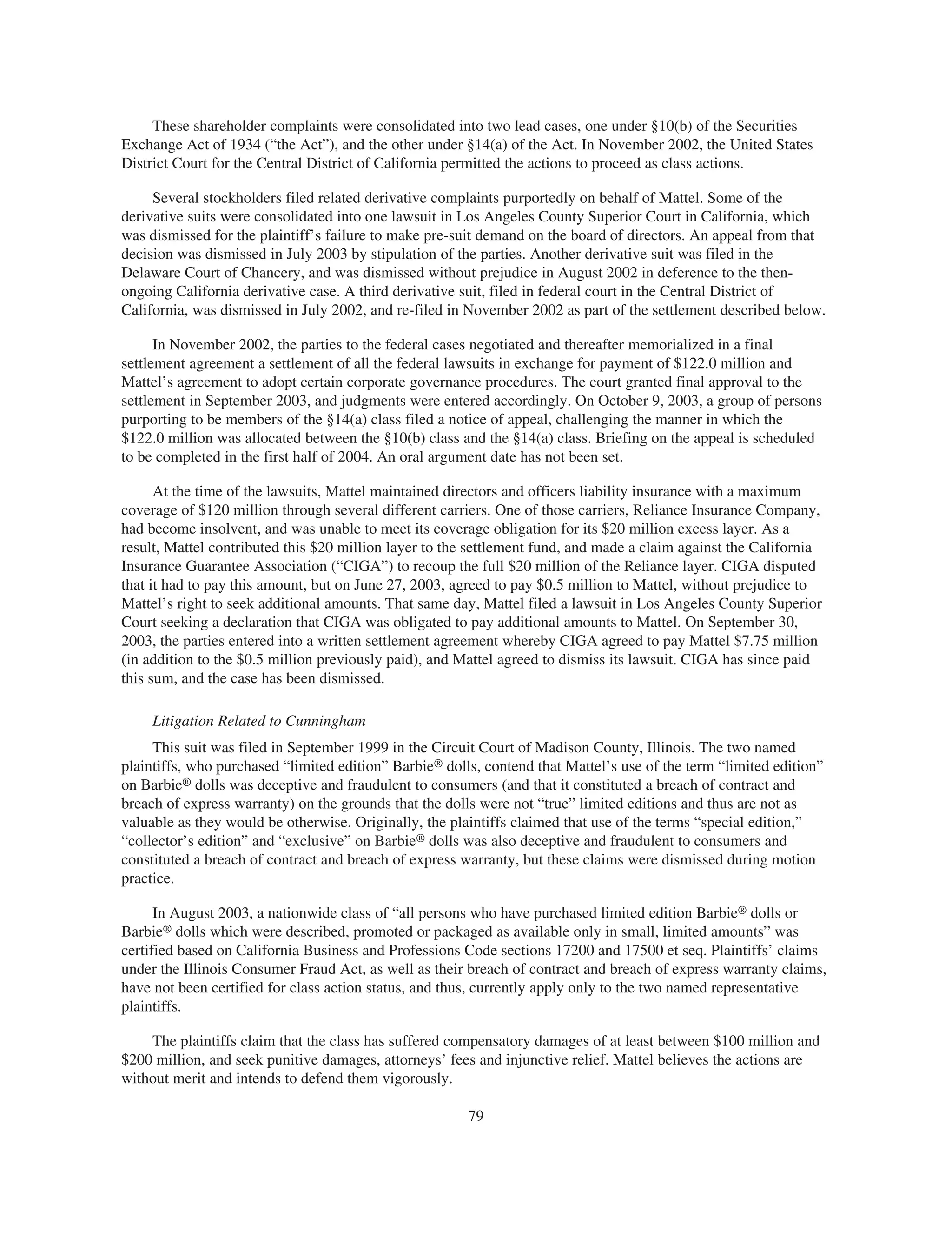 mattel annual reports 2003