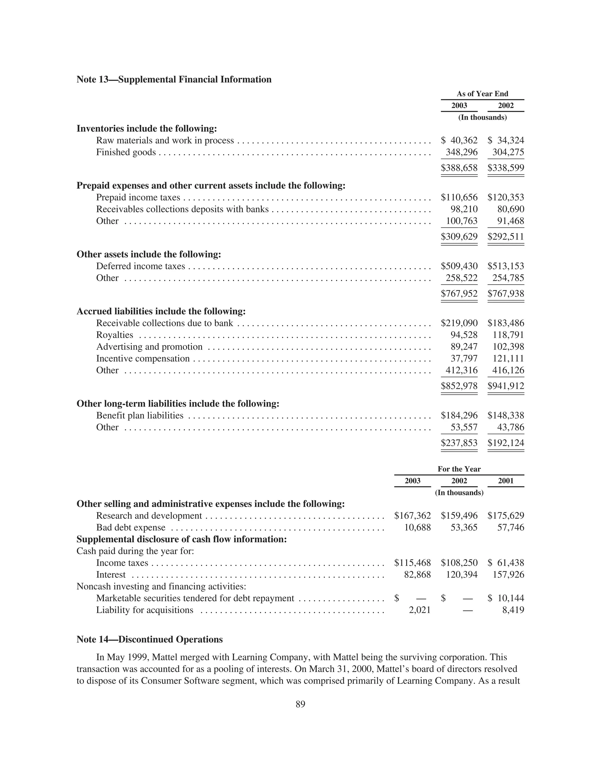 mattel annual reports 2003