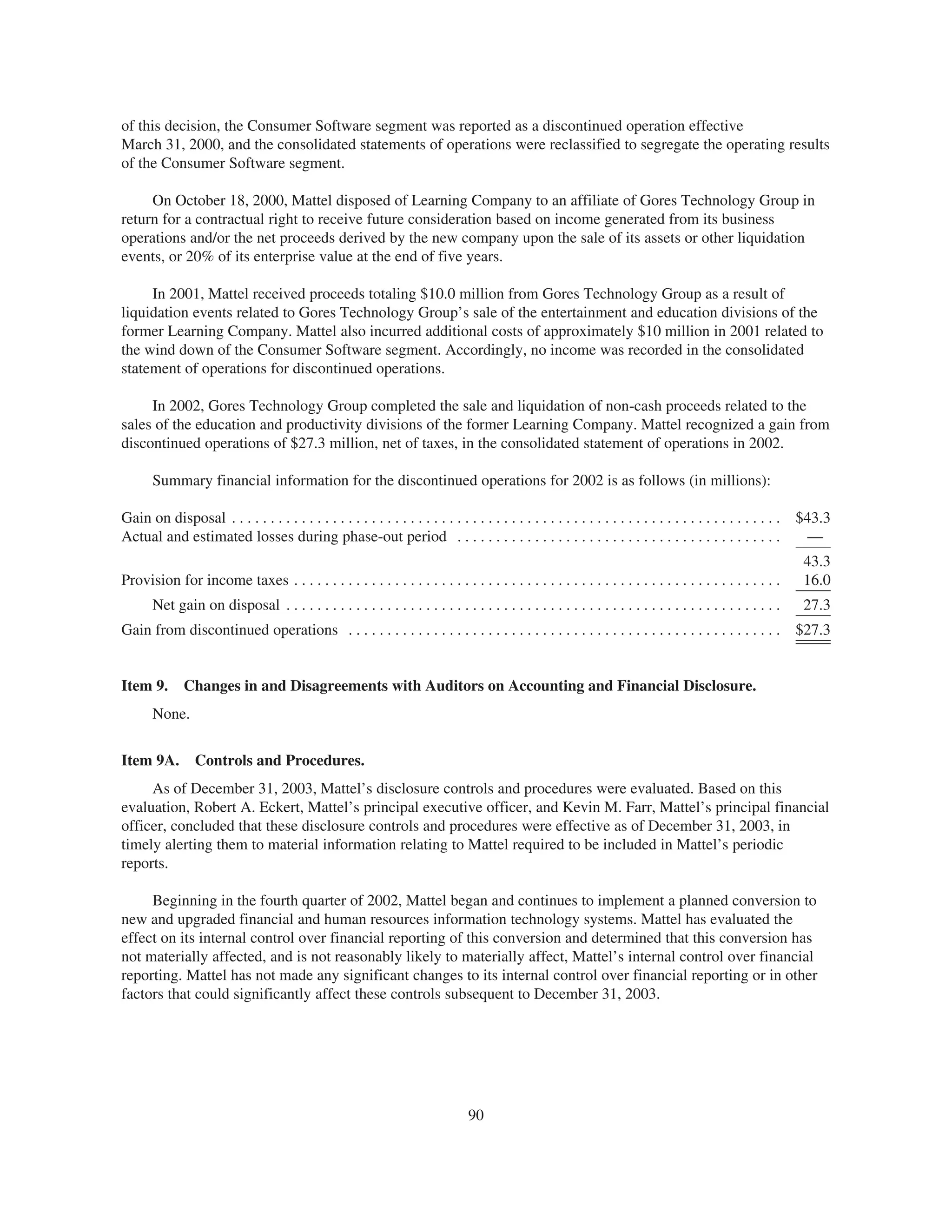 mattel annual reports 2003