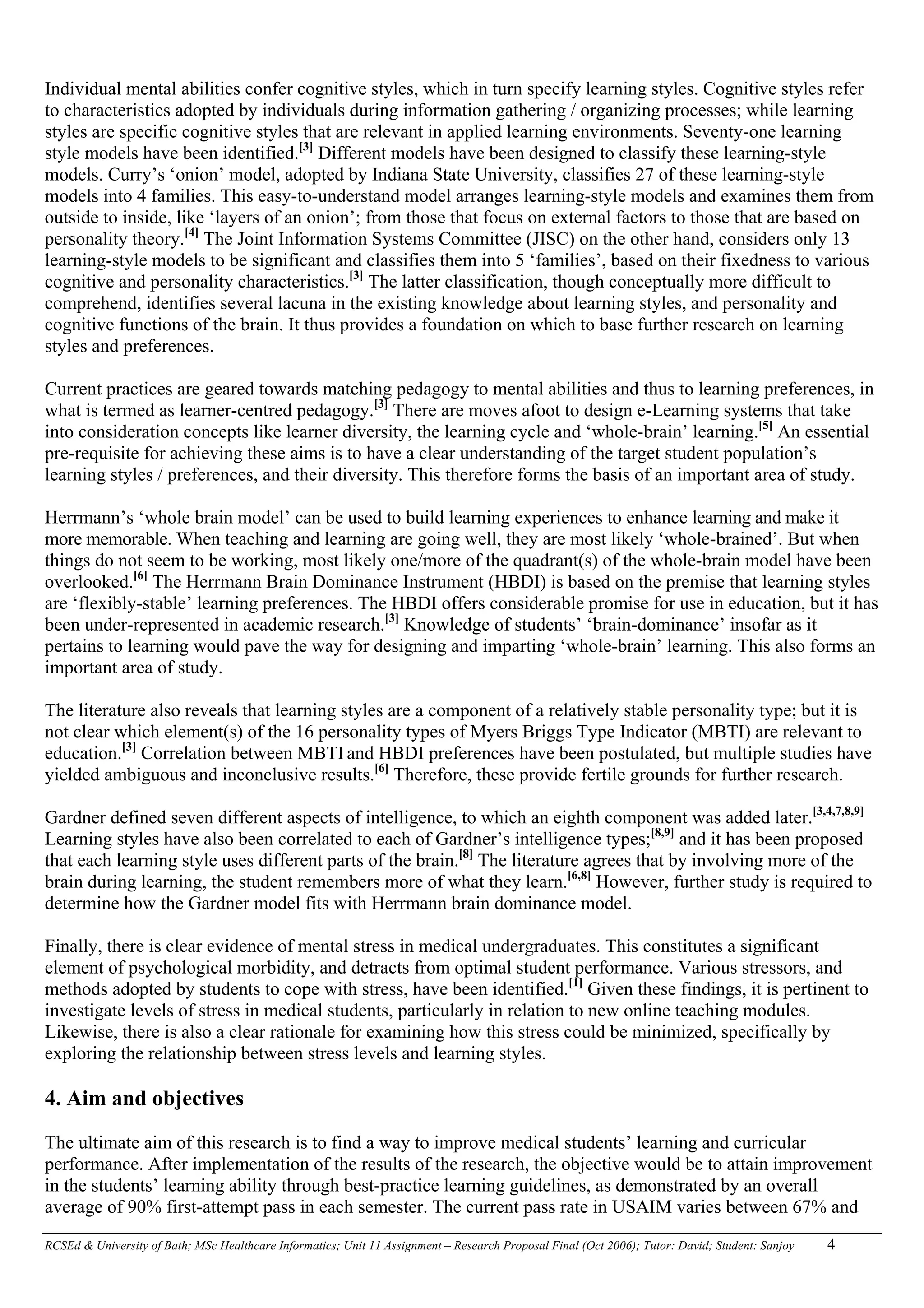 U-11_Learning Styles Research Proposal | PDF