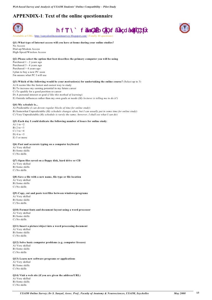 online medical questionnaire