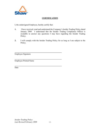 shaw group  insider_trading_02/09
