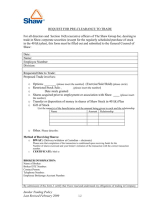 shaw group  insider_trading_02/09