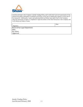 shaw group  insider_trading_02/09