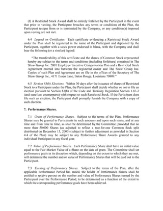 shaw group  employee_compensation